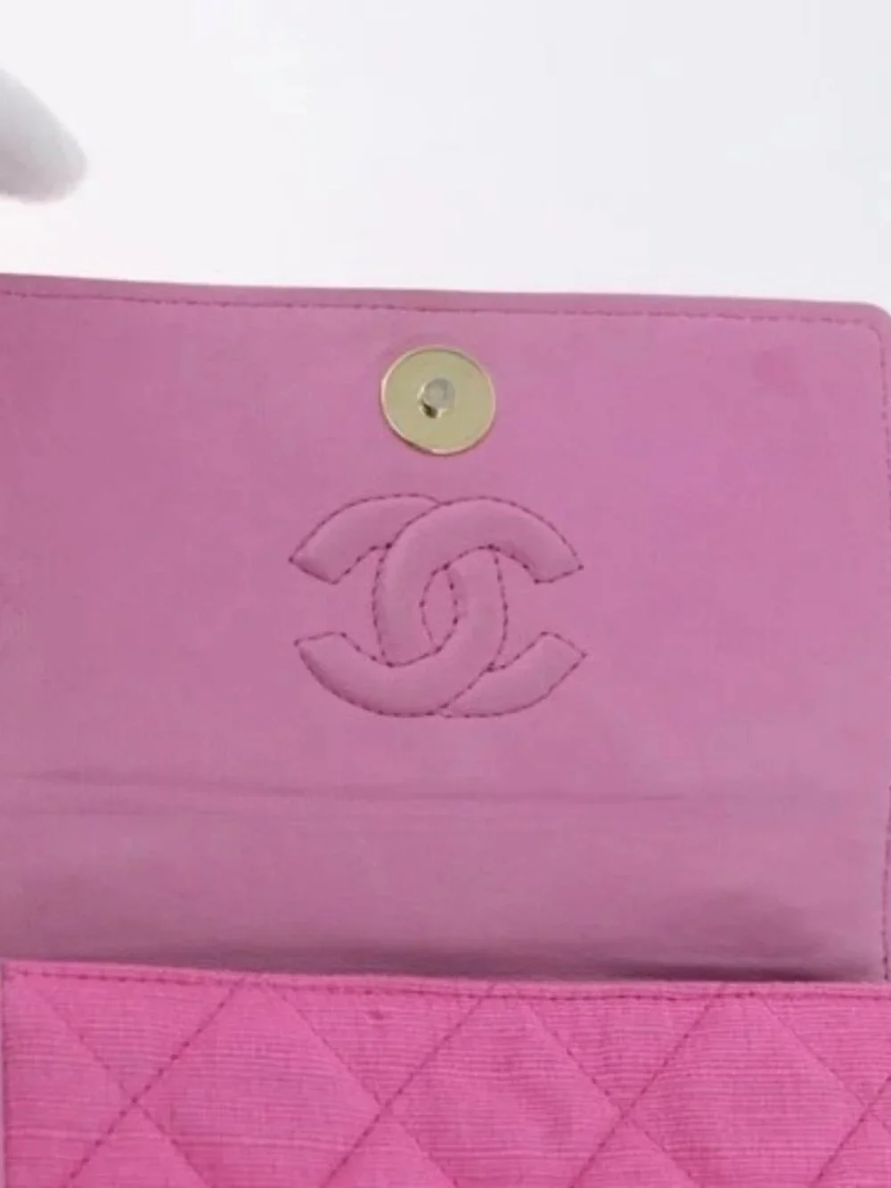CHANEL Matelasse Chain Camelia Shoulder Bag Canvas Pink Gold CC Auth 172461V